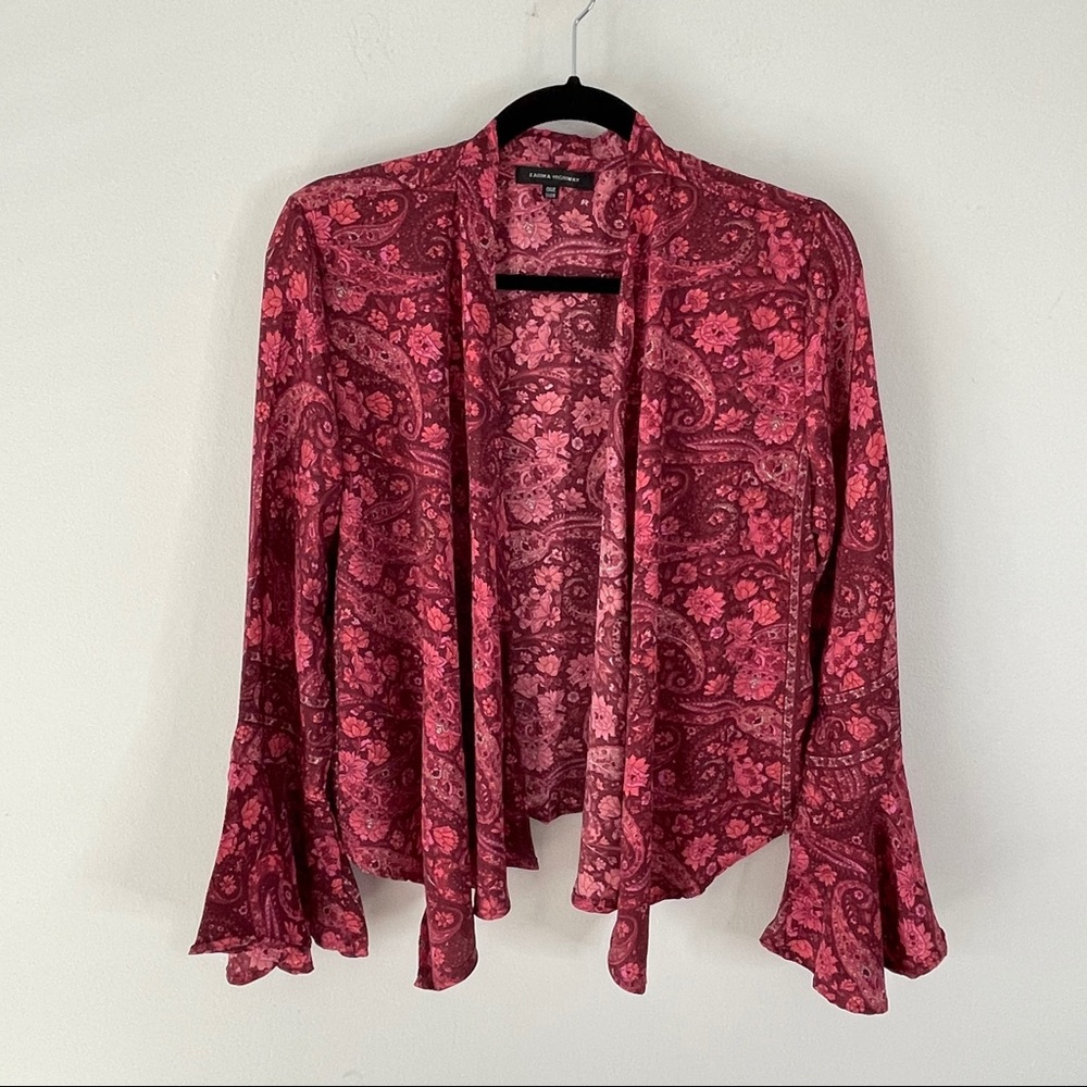 Karma Highway Boho Floral Flowy Open Front Top
